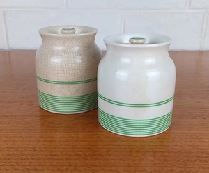 Vintage Inspired Dual <b>Storage</b> Jars With Tight Fit Lids Textured Finish Space Saving <b>Stackable</b> Design Kitchen Organizer Set - Product Image 3