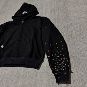 Sudadera con Capucha Moderna y Elegante, con Logotipo Personalizado, Estilo Urbano, Transpirable, Corte Recto, 450 g/m², Felpa Francesa, Pedrería, Lavado Ácido - Product Image 4