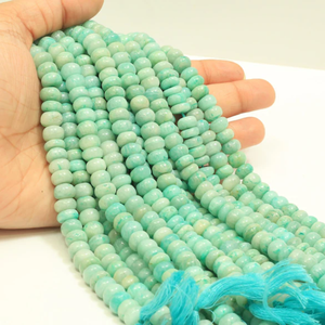 Perles d'Amazonite naturelle lisses de forme ronde, 6 mm à 9 mm, magnifiques perles de pierre précieuse d'Amazonite - Product Image 1