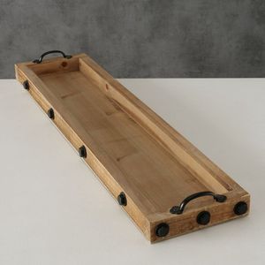 Premium Finish Perfect for Wedding Dining and Restaurant Tabletop Elegant Wooden Food Serving Tray with <b>Aluminium</b> Handle - Product Image 6