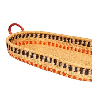 Cesta de cambio de mimbre certificada con diseño de rayas multicolor y patrón en zig-zag, más bandeja de cambio para niños de ratán con asas rojizas para - Product Image 4