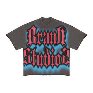 Vente en gros usine : Ensemble short et t-shirt graphique coupe ample, style streetwear d'été, délavé à l'acide, sérigraphié, style vintage hip-hop, avec logo - Product Image 3