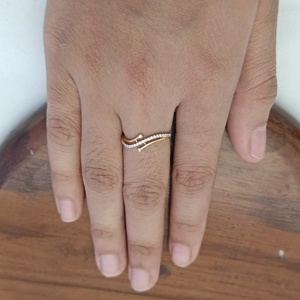 18K Solid <b>Gold</b> Diamond Curved Open <b>Ring</b> Pave <b>Set</b> Minimalist Wrap Design Elegant Stackable <b>Ring</b> for Women Daily Wear Gift - Product Image 3