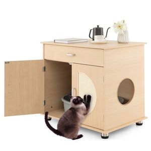 Caja de arena para gatos con puertas rascadoras de sisal y accesorio de almacenamiento - Product Image 4