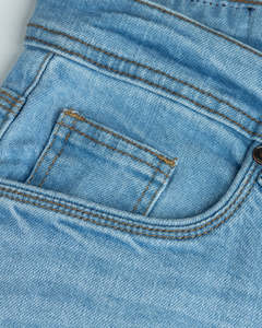 Custom <b>Men's</b> Light Wash Straight Leg <b>Jeans</b>, Whisker Detail Denim <b>Jeans</b> Regular Fit, OEM Wholesale Manufacturer - Product Image 6