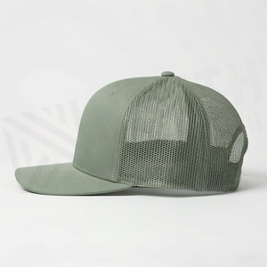 Unisex Olive Green 6-Panel Trucker <b>Cap</b> Adjustable Mesh Baseball Hat Casual Solid Color <b>Flat</b> Brim Snapback Hat Spring <b>Summer</b> - Product Image 3