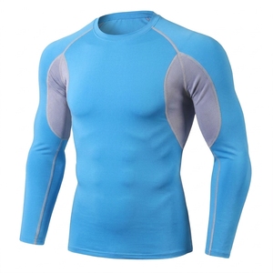 Camiseta de compresión de manga larga para hombre, con bloques de color, protección UV, para natación, BJJ, artes marciales. - Product Image 1