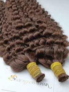 VIETGLOBALHAIR Venta al por mayor 100% Extensiones de cabello humano vietnamita en bruto Pelo a granel rizado profundo en color marrón Estilo de onda natural - Product Image 6