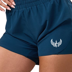 Shorts de course 2 en 1 bleu marine pour femmes, légers, pour la gym, séchage rapide, entraînement, fitness, vêtements de sport - Product Image 3