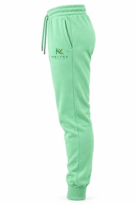 Nouveau pantalon de jogging décontracté pour homme vert menthe, taille élastique avec cordon de serrage, respirant, en coton et fibre de bambou, poids moyen, pour l'automne - Product Image 3