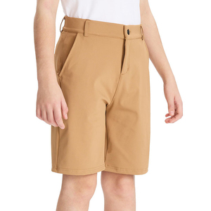Shorts d'uniforme scolaire extensibles pour enfants, shorts décontractés en sergé hybride à devant plat, shorts de golf pour jeunes garçons - Product Image 1