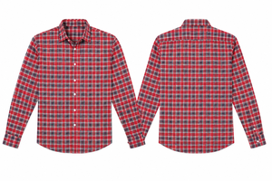 Chemise à manches longues pour homme, à carreaux, boutonnée, en popeline tissée, col rabattu, tenue formelle ou décontractée - Product Image 2