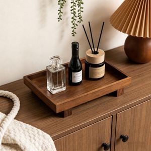 Plateau de service rectangulaire en bois massif, design minimaliste, fait main, biodégradable, respectueux de l'environnement, pour le café, le thé, la table - Product Image 3