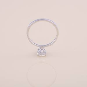 IGI Certified Pear Cut Lab Grown Diamond Engagement & Wedding Ring with Pavé Band in <b>Solid</b> 925 Sterling <b>Silver</b> - Product Image 6