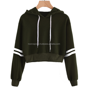 Pull Crop Top Hoodies Femmes Crop Top À Manches Longues Coton Polaire À Capuche Crop Top Sweat À Capuche pour Femmes - Product Image 3