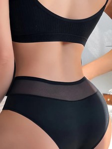 Women's Mid-Rise G-<b>String</b> Panties-Solid Color Trim Briefs Knitted Eco-Friendly Underwear for Daily Wear Vacations & Parties - Product Image 3