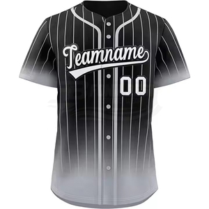 Custom Baseball Jersey Men's Short Sleeve Team Name Print Breathable Polyester Uniform Adult Regular Fit Black Pink Gradient - Product Image 6