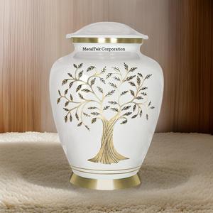 Tree of Life Pearl White New Cremation <b>Urn</b> <b>for</b> <b>Human</b> <b>Ashes</b> Solid Brass Metal Decorative <b>Urn</b> <b>for</b> Funeral Ceremony Memorial Jars - Product Image 5