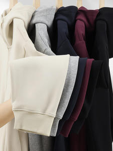 Manteau à capuche zippé en coton épais 400g automne-hiver, cardigan léger à manches courtes pour homme, pull pour homme - Product Image 4