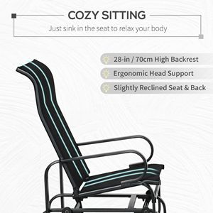 Lightweight Black Outdoor Glider Rocker with Smooth <b>Rocking</b> <b>Arms</b> Gliding Relaxation <b>Chair</b> - Product Image 5