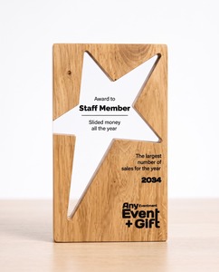 Trofeo de Acrílico y Madera Personalizado con Logotipo Grabado, Placa de Cristal para Eventos y Premios - Product Image 2