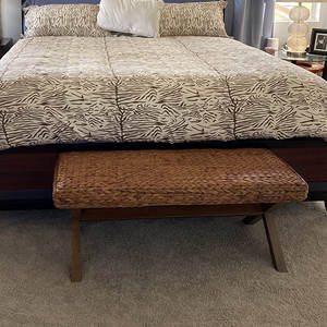 Banco tapizado de algas marinas costeras tejidas a mano para muebles de sala de estar de granja - Product Image 4