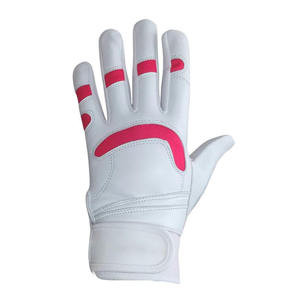 Custom <b>White</b> Pink Genuine Leather Baseball Batting Gloves Breathable Non-Slip Grip Adjustable Wrist Strap Durable XL/XXL - Product Image 3