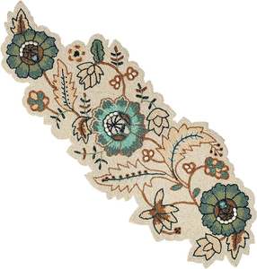 Camino de mesa con cuentas floral Rosa blanco hecho a mano tapete decorativo bordado para comedor o boda - Product Image 5