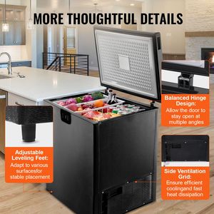 Congelatore a pozzetto compatto da 7 Cu.ft/198 L con 2 cestelli rimovibili, congelatore verticale autoportante con apertura superiore per hotel - Product Image 6
