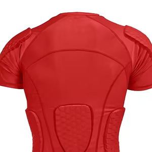 Camiseta de Compresión Acolchada Roja para Hombre, Camiseta Deportiva de Fútbol Americano, Capa Base Protectora, Ajustada, Manga Corta, Color Sólido, para Todas las Temporadas - Product Image 3
