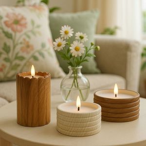 Vintage Wood <b>Candle</b> Stand Wood <b>Candle</b> Stand Set Square <b>Shape</b> Handmade Rope Wrapped Home Decoration 3 Piece Collection - Product Image 2