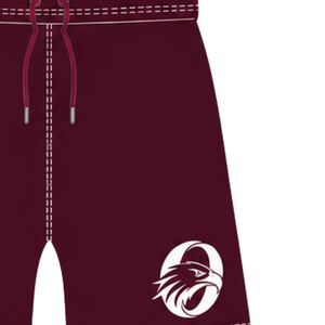 <b>Burgundy</b> White Rugby <b>Shorts</b> Drawstring Elastic Waist Contrast Trim Customized Breathable Training Athletic Team Sportswear - Product Image 4