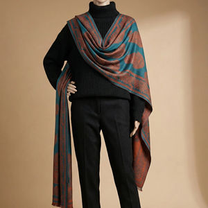 Ahe Châles longs élégants pour femme, en viscose effet cachemire, double face, hiver, color block, respirants, à texture tricotée - Product Image 1