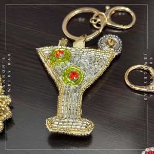 Hand Embroidered Woven Fruit Pattern Carabiner <b>Keychain</b> with <b>Customized</b> Shape Eco-Friendly Felt Bag Charm - Product Image 1