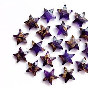 Piedra preciosa facetada en forma de estrella de amatista y turquesa Mohave, cuentas de estrella talladas a mano, piedra preciosa tallada suelta para la fabricación de joyas, 10 mm, a granel. - Product Image 5
