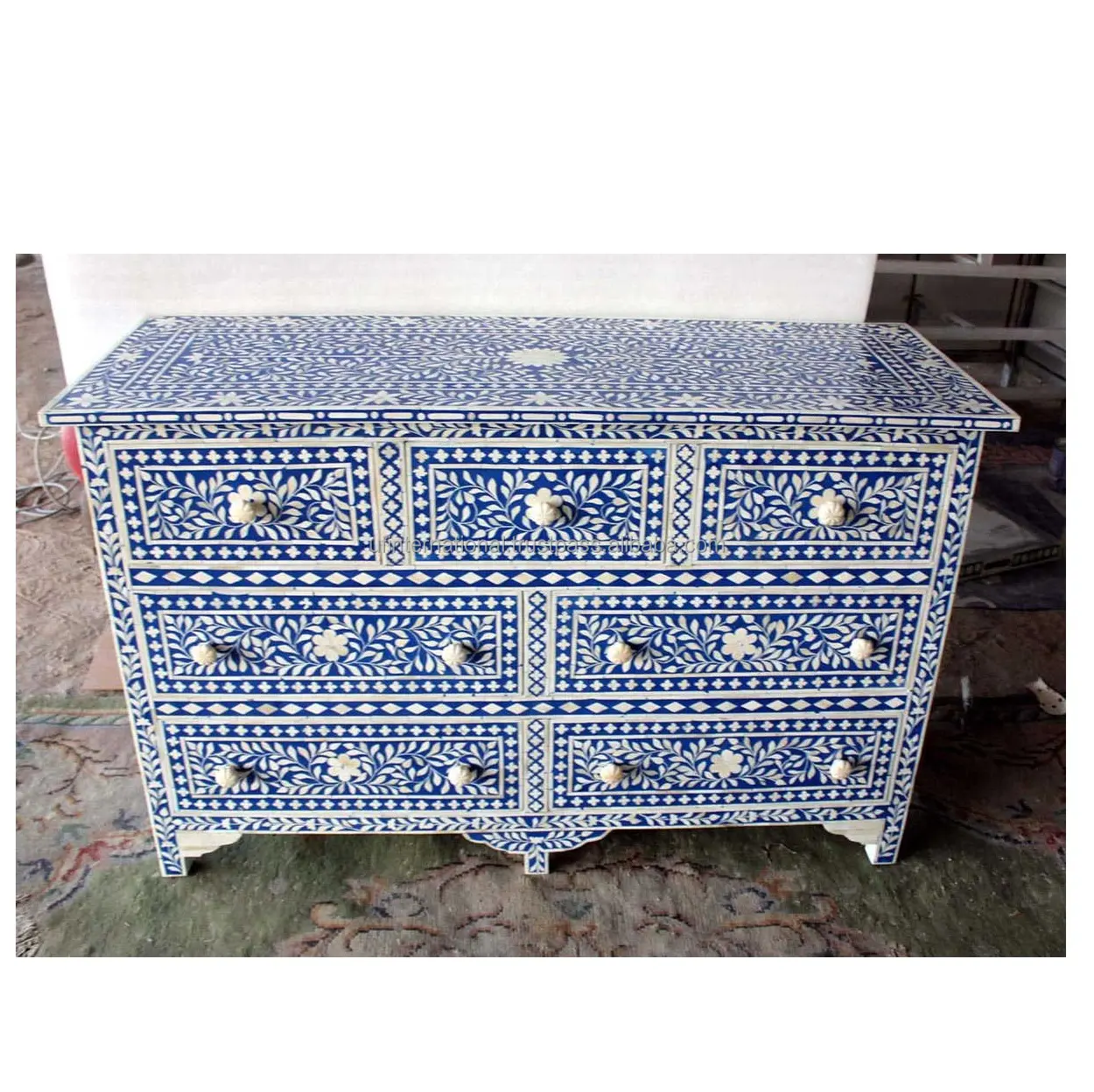 Marok kanis ches Niederflur-Design Hand bemalter Dekor-Mittels chrank Couch tisch mit Schublade nach Hause für Knochen einlage Schublade