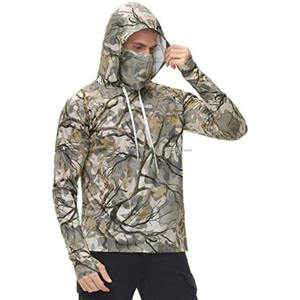 Protection UV Camo Mesh Hoodies avec trous pour les pouces et masque facial intégré Chemise à capuche à manches longues légère et respirante pour hommes - Product Image 2