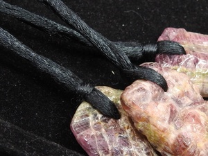 <b>Pink</b> Tourmaline Natural Rough Pendant-Top Front <b>Drilled</b> 3MM Hole Smooth Polished 25-35MM Size PMEGEMSBEADS CJ Model for Necklace - Product Image 5