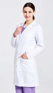 Blouse de laboratoire blanche tissée pour femme, uniforme d'hôpital, blouse de médecin, 3 poches, fermeture à boutons-pression, coton et polyester - Product Image 5