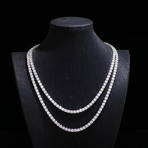 Luxury Double Layer Tennis Chain White Gold Finish Hip Hop <b>Statement</b> <b>Necklace</b> for Men Women Premium Fashion Jewelry Style - Product Image 3
