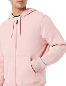 Sweat à capuche uni zippé unisexe coupe classique streetwear logo personnalisé 100% coton molleton uni écologique respirant vente en gros - Product Image 3
