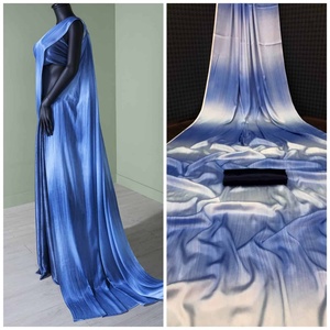 SAREE EN SOIE DOUCE TENDANCE IMPRIMÉ NUMÉRIQUE AVEC BLOUSE SANS COUTURE BLEU - Product Image 1