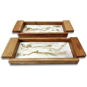 Bandeja de Servir de Madera con Borde Ondulado Moderno, Diseño Minimalista Curvo y Elegante para el Hogar, Cafetería, Bandeja para Té y Café, Venta al por Mayor - Product Image 3