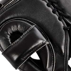 Casco de Boxeo Profesional OEM de Cuero Genuino de Vaca Negro Ajustable con Cordones y Cara Abierta CP-BHG-11 - Product Image 3