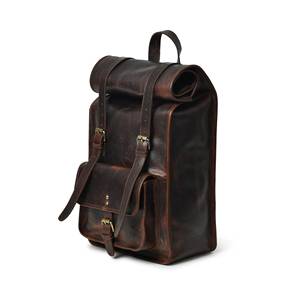 Classic Leather <b>Roll</b> Top <b>Backpack</b> Genuine Cowhide Travel Rucksack Mens Laptop Bag Heritage Quality Supply LTBP-0133 - Product Image 1