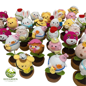 Maceta de ganchillo con forma de animal, hecha a mano, de peluche, estilo Kawaii, adorno, juguete de apoyo emocional, compañero de escritorio, regalo - Product Image 1