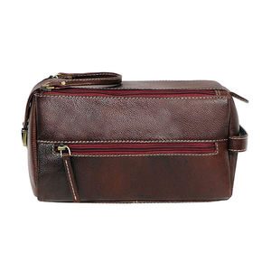 Bolsa de Aseo de Viaje Personalizada de Lona y Cuero Vintage con Cierre de Cremallera, Neceser de Maquillaje/Afeitado para Hombre, Bolsa de Cosméticos de Algodón con Logotipo Personalizable - Product Image 5