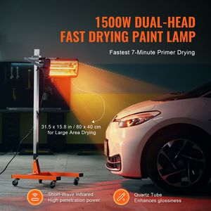 Lampada di polimerizzazione a infrarossi da 1500W con timer da 60 minuti, riscaldamento automatico, area di cottura di 3,25 m², staffa per luce auto per cottura a spruzzo - Product Image 2