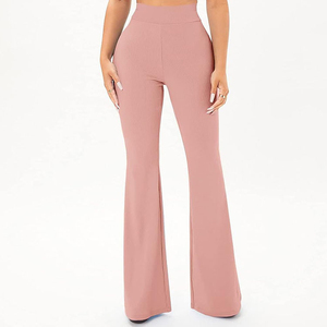 Pantalones Acampanados de Cintura Media Elástica para Mujer, Estilo Urbano de Verano, 100% Algodón Canvas, Transpirables, de Secado Rápido, OEM Personalizado - Product Image 3