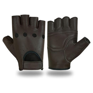Gants de sport en cuir pour hommes, demi-doigts, couleur noire, taille XL, protection des paumes, gants de musculation - Product Image 1